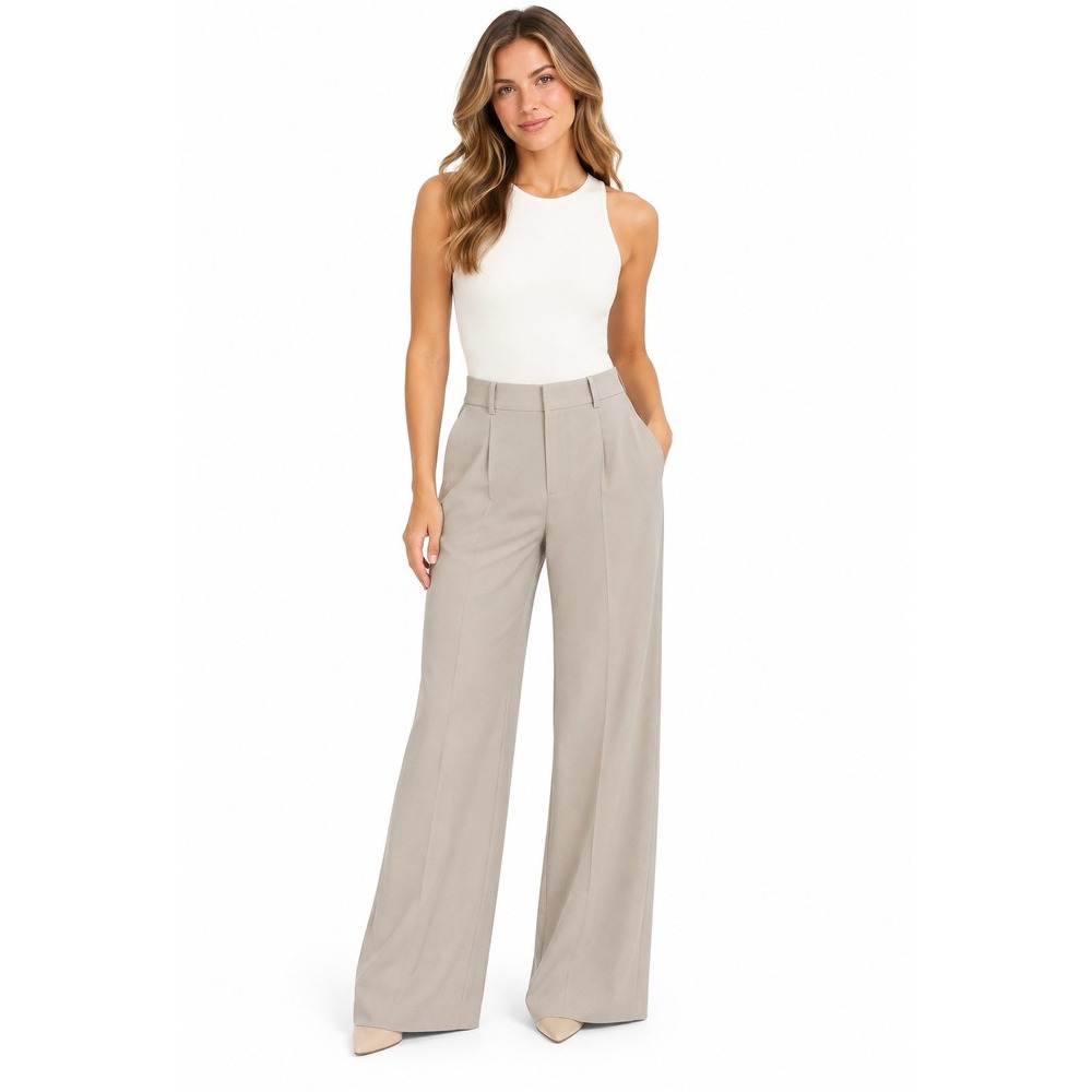 LOFT Sutton Flare Pants Women's 8 Beige Tan High Rise Trouser Workwear Career